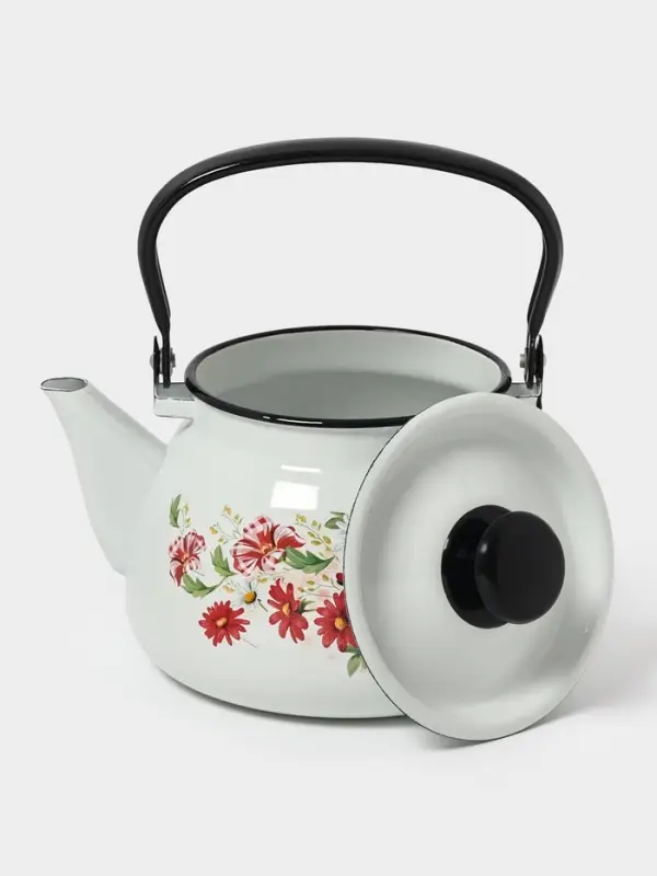 Чайник сферич. с мет.р. 3л (белая)Астры Чайник сферич. с мет.р. 3л (белая)Астры