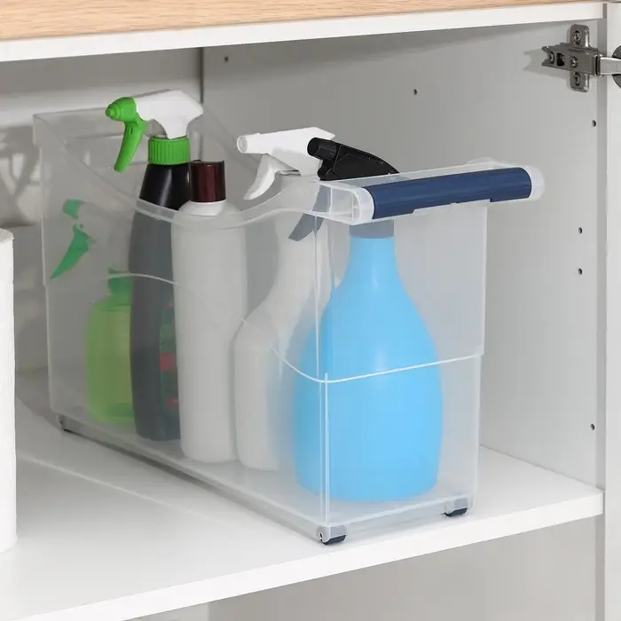 Контейнер для хранения на колёсиках, 10 л, 46.2&times;16.2&times;27.2 см, с ручкой, пластик, прозрачный