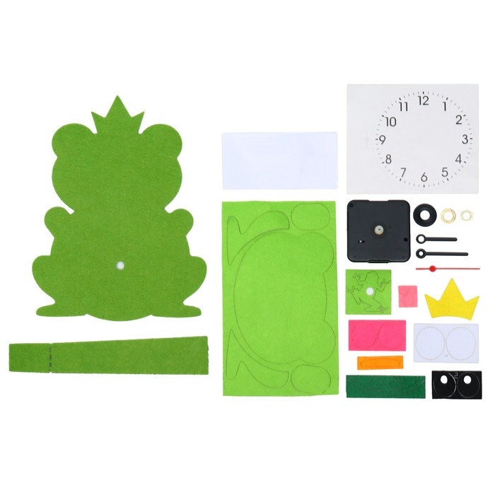 Часы настольные DIY Часы настольные DIY "Лягушонок из фетра" детские, набор для творчества, 23 х 21 см, АА