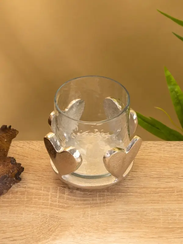 Подсвечник со стеклом  Подсвечник со стеклом "Сердце" алюминий 10х10х10 см