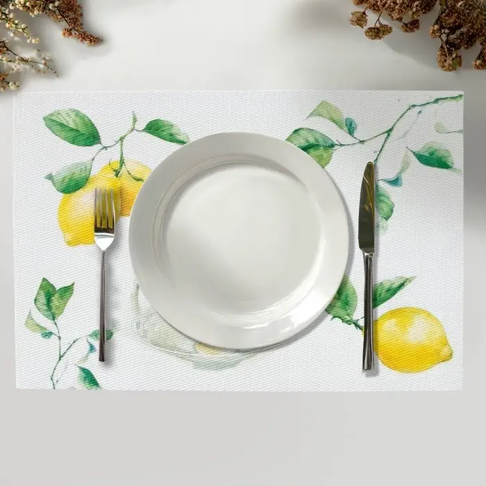 Салфетки сервировочные на стол Доляна &laquo;Лимоны&raquo;, 4 шт., 45&times;30 см, белые