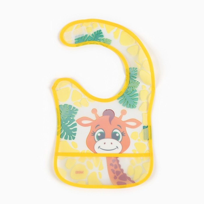 Нагрудник для кормления «Жирафик Лило» непромокаемый на липучке, с карманом Нагрудник для кормления «Жирафик Лило» непромокаемый на липучке, с карманом