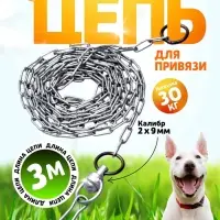 Цепь для привязи собак, 3 м, калибр 2&times;9 мм, белая