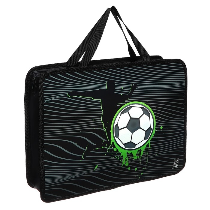 Папка для труда А4 на молнии пластик 75 мм 330×260 ПМ-А4-26 мал «Футбол»