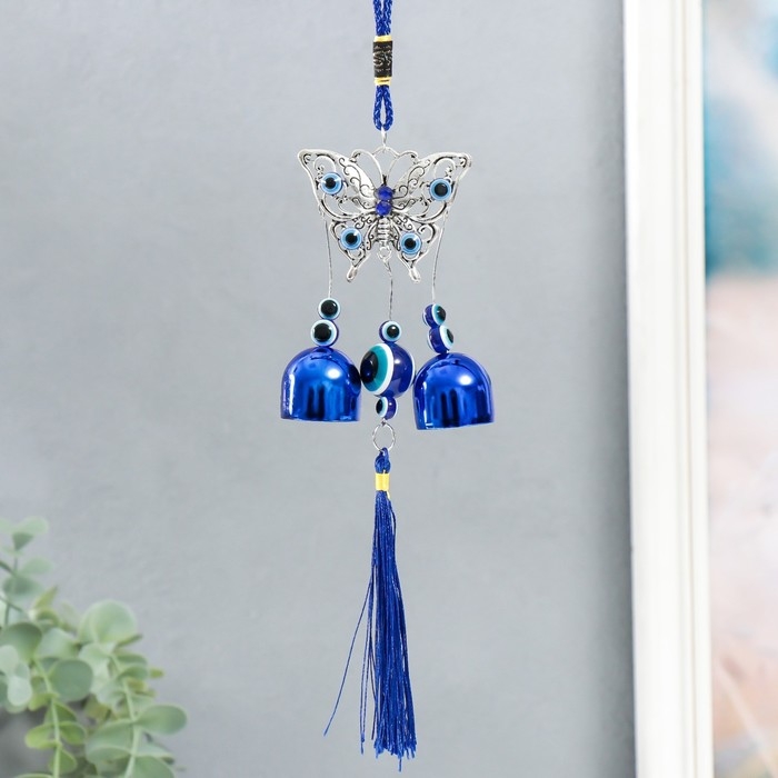 Музыка ветра металл Музыка ветра металл "Ажурная бабочка" от сглаза 2 колокольчика 20 см