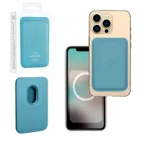 Чехол Leather Wallet Sky Blue iPh 12 - 15 Pro Max (Анимация NFC Clear) с лого