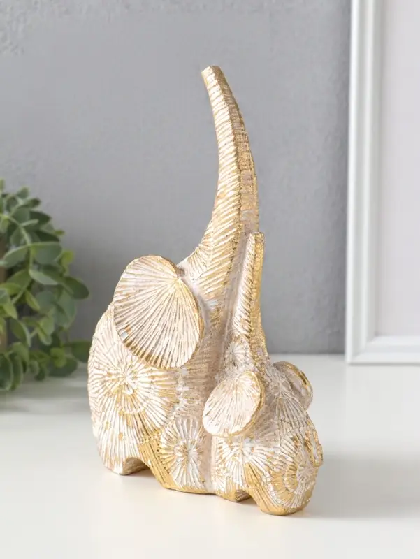 Сувенир полистоун "Слон со слонёнком. Золотые круги" 15х7х20,5 см