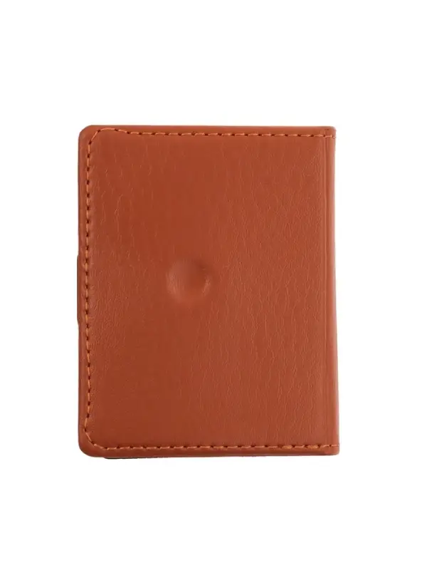 Записная книжка А7, 72 листа, с ручкой, обложка ПВХ. на кнопке, коричневая