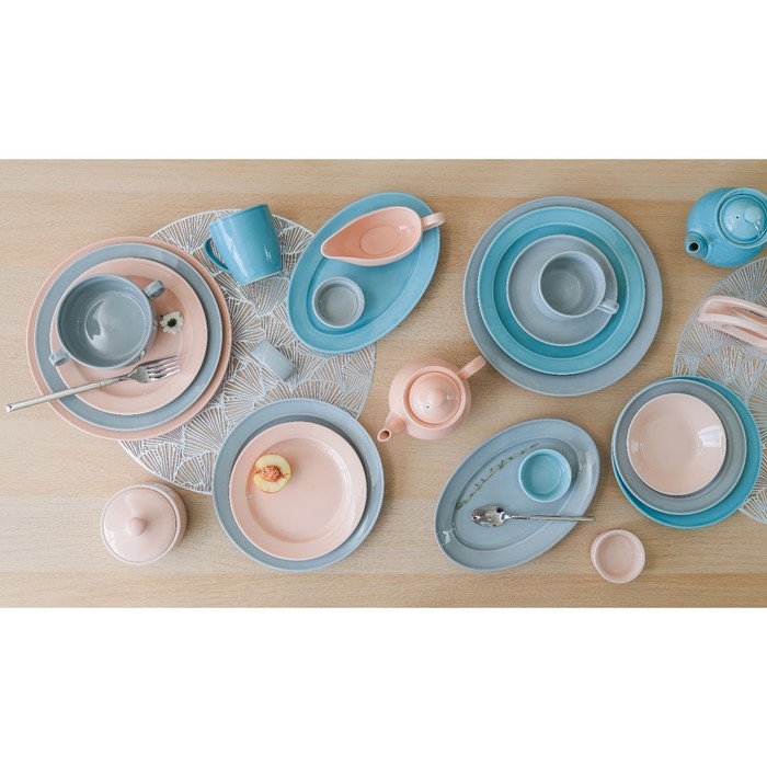 Тарелка мелкая «Акварель», d=24 см, цвет голубой Тарелка мелкая «Акварель», d=24 см, цвет голубой