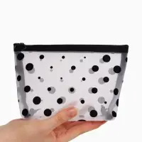 Косметичка DOTs, с рисунком, сетка, на молнии, белая