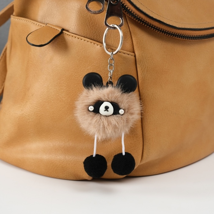 Пушистик на кольце Пушистик на кольце "Панда модник" коричневый 9х6х6 см