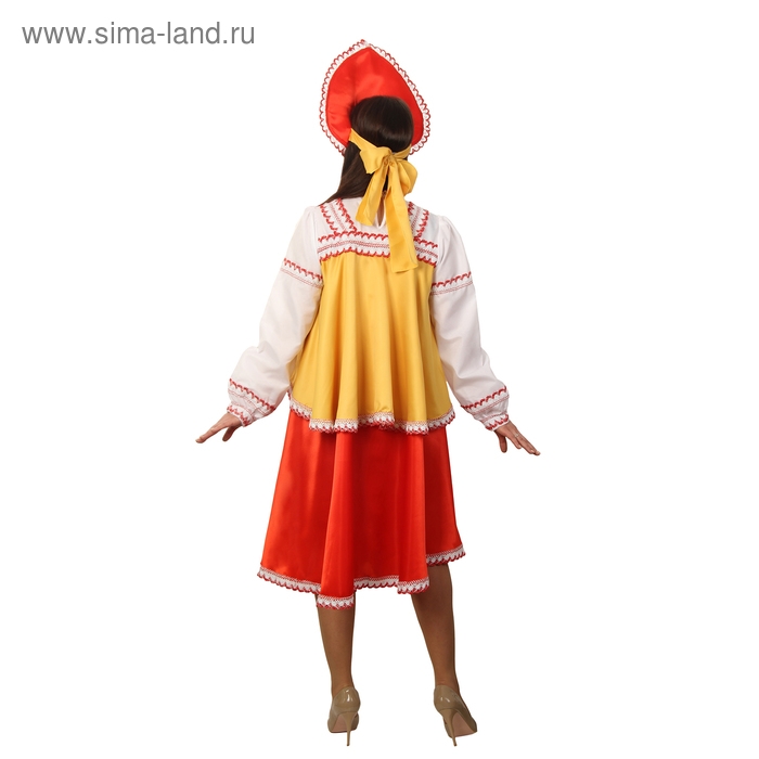 Русский женский костюм: платье с отлетной кокеткой, кокошник, цвет красно-жёлтый, р-р 42, рост 170 см Русский женский костюм: платье с отлетной кокеткой, кокошник, цвет красно-жёлтый, р-р 42, рост 170 см