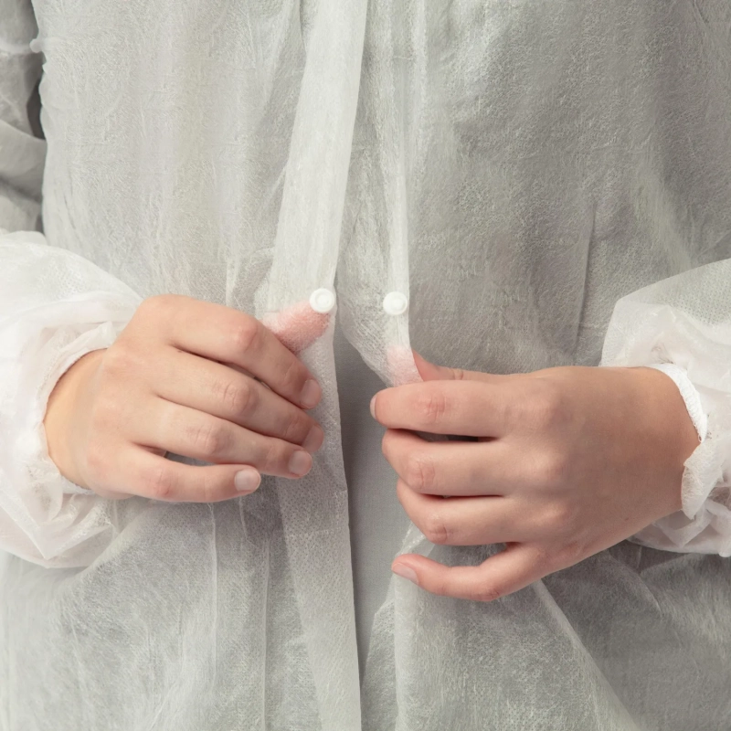 Халат н/с процед, рук.рез, на кнопках, XL, дл.110см, пл 17, белый, 10шт/уп