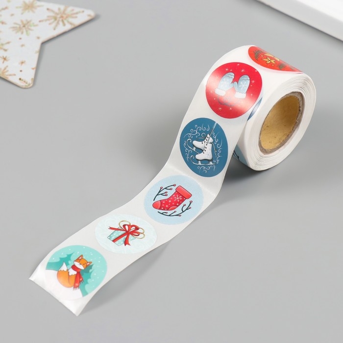 Наклейка бумага Наклейка бумага "Лисёнок" d=2,5 см 252 шт в рулоне