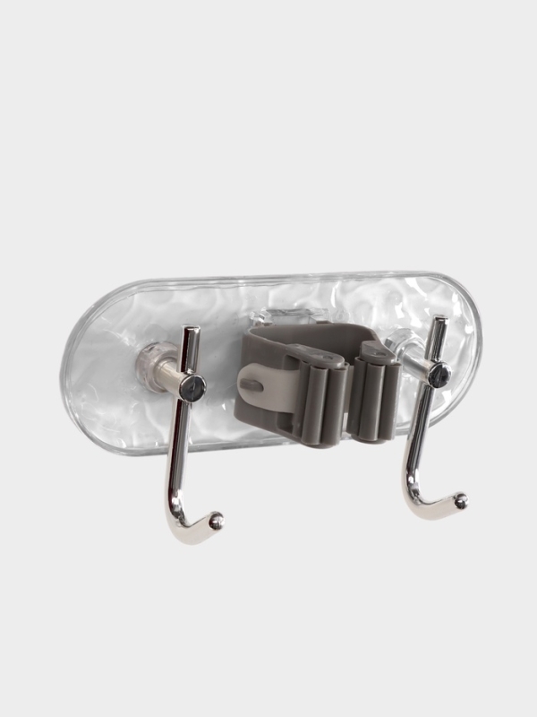 Держатель для швабр настенный самоклеящийся, прозрачная основа, 16х6х6 см Держатель для швабр настенный самоклеящийся, прозрачная основа, 16х6х6 см