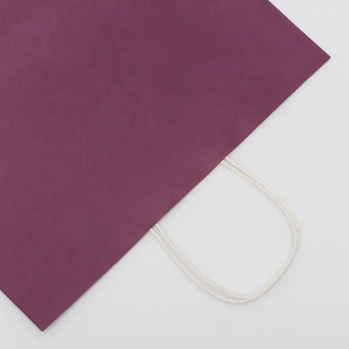 Пакет крафт сиреневый, круглая ручка, 32×19.5×37 см, 120 г