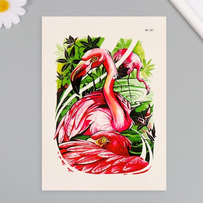 Татуировка на тело цветная Татуировка на тело цветная "Фламинго" 26,1х14,6 см