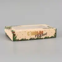 Коробка новогодняя складная &laquo;Праздничное настроение&raquo;, 20&times;12&times;4 см с окном