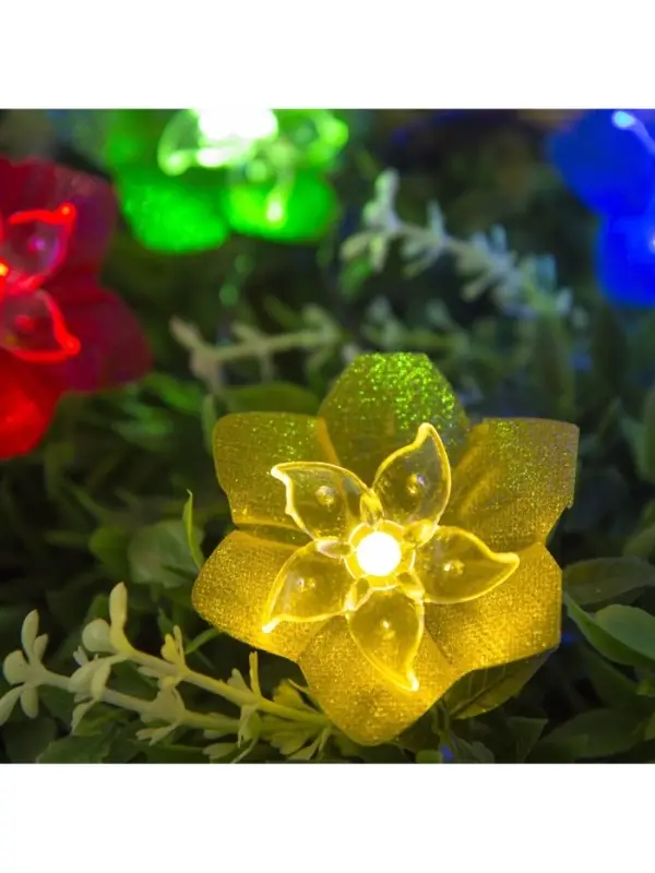 Гирлянда &laquo;Нить&raquo;, 4.5 м, уличная, с насадками &laquo;Лилия&raquo;, IP44, 30 LED, 2 режима, солнечная батарея, тёмная нить, свечение белое