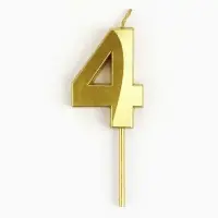 Свеча цифра для торта «4», золото, 2,3 х 8 см