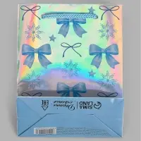 Пакет подарочный &laquo;С Новым годом&raquo;, бантики, голография, S, 12&times;15&times;5.5 см