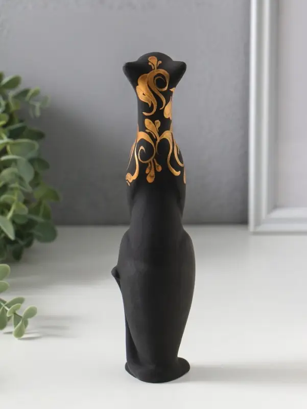 Фигурка керамика &laquo;Кошка Багира прямая&raquo;, чёрный, 6&times;6&times;21 см