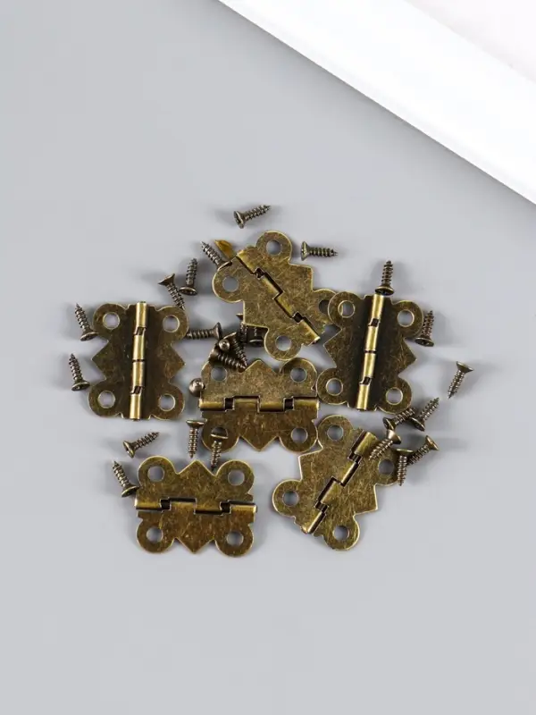 Петля для шкатулки (ключницы), металл, фигурная, под бронзу, набор 6 шт., 1.5&times;2.1 см