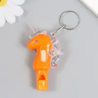 Фонарик брелок для ключей на кольце &laquo;Морской конёк&raquo;, свисток, мигает 7&times;1.5&times;4 см, МИКС