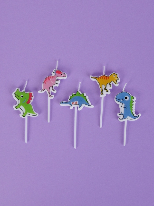 Свечи для торта  Свечи для торта "Динозаврики", 5 шт, разноцветные