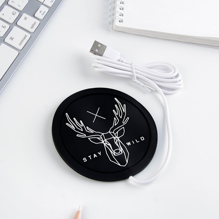 Подставка для кружки USB «Stay wild», подогреватель, 10 × 10 см Подставка для кружки USB «Stay wild», подогреватель, 10 × 10 см