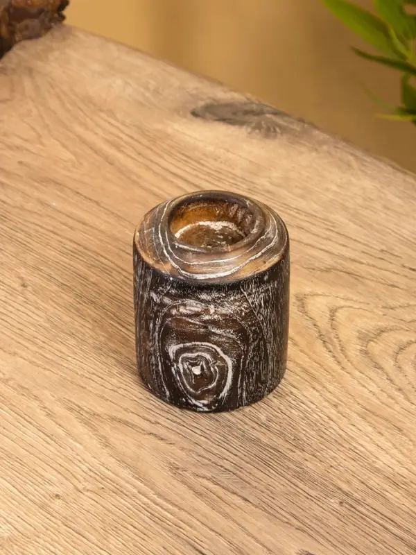 Подсвечник, d=3 см, 8&times;8&times;10 см, дерево джати, тёмно-коричневый