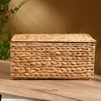 Корзинка прямоугольная с крышкой, 40×25×18 см, водный гиацинт Корзинка прямоугольная с крышкой, 40×25×18 см, водный гиацинт