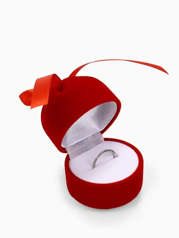 Футляр бархатный под кольцо, серьги &laquo;Подарочек&raquo;, 5&times;5&times;6 см, красный, вставка белая
