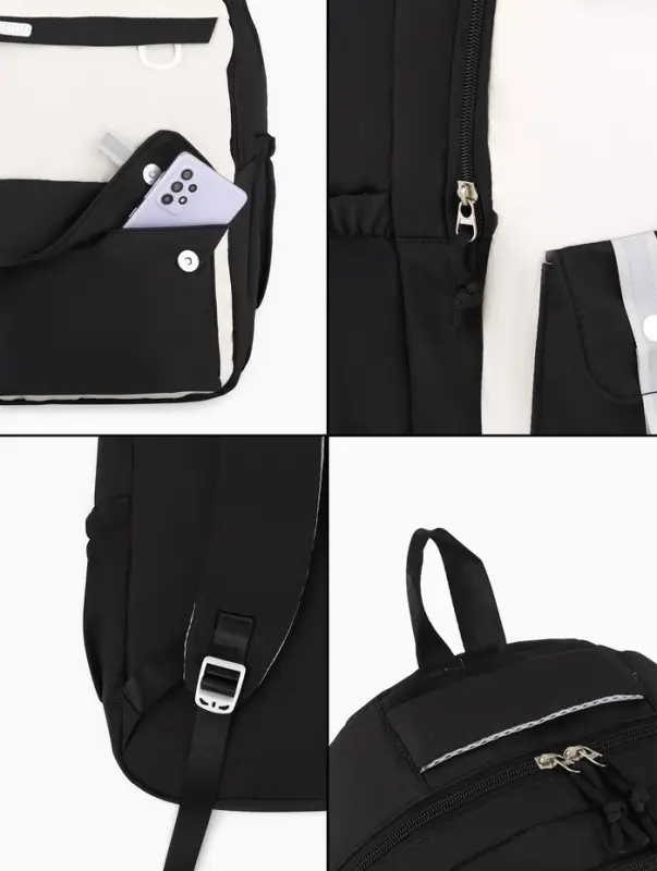 Рюкзак 31*14*44 см,2 отд.3 н/карм+пенал, Комби черный/беж