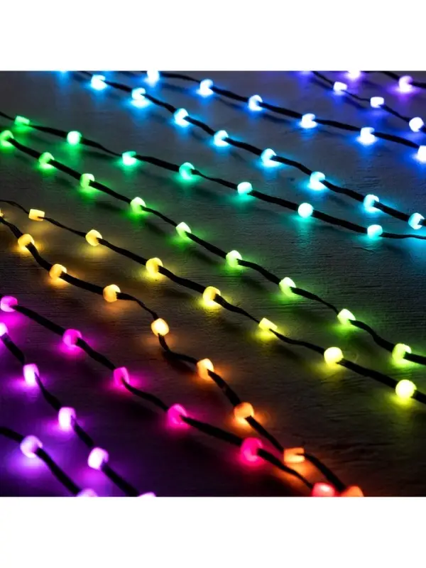 Умная гирлянда &laquo;Нить&raquo; 5 м, роса с насадками &laquo;Шарики&raquo;, IP20, черный провод, 100 LED, пульт ДУ, приложение, свечение RGB, USB