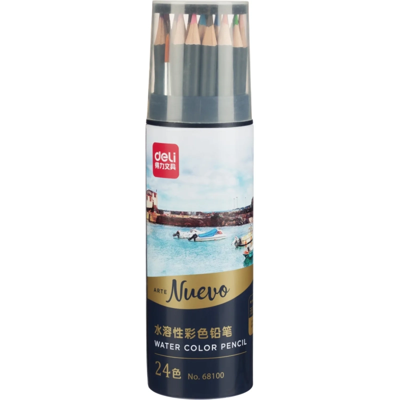 Карандаши акварельные Deli Arte Nuevo липа 24 цв/наб мет.туб. 68100