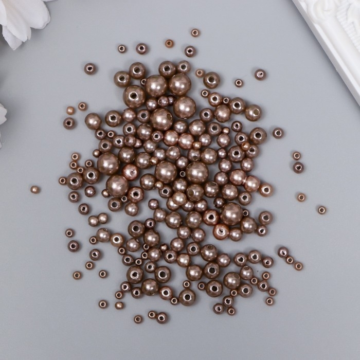 Бусины для творчества пластик Бусины для творчества пластик "Круглые. Миндаль" d=3-8 мм, набор 10 гр