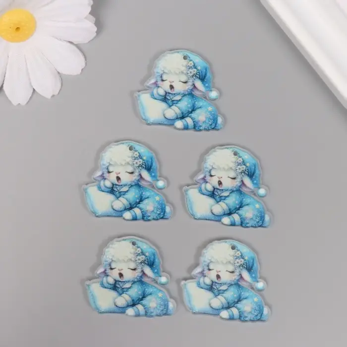 Декор для творчества акрил Декор для творчества акрил "Барашек в пижамке засыпает" 2,9х3,4х0,3 см