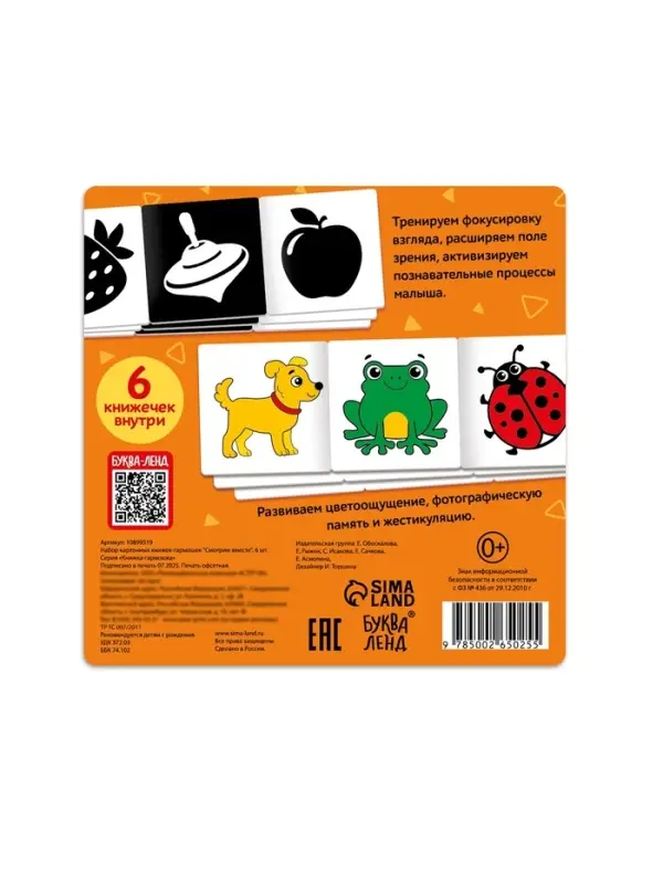 Набор картонных книжек-гармошек Набор картонных книжек-гармошек "Смотрим вместе", 6 шт.