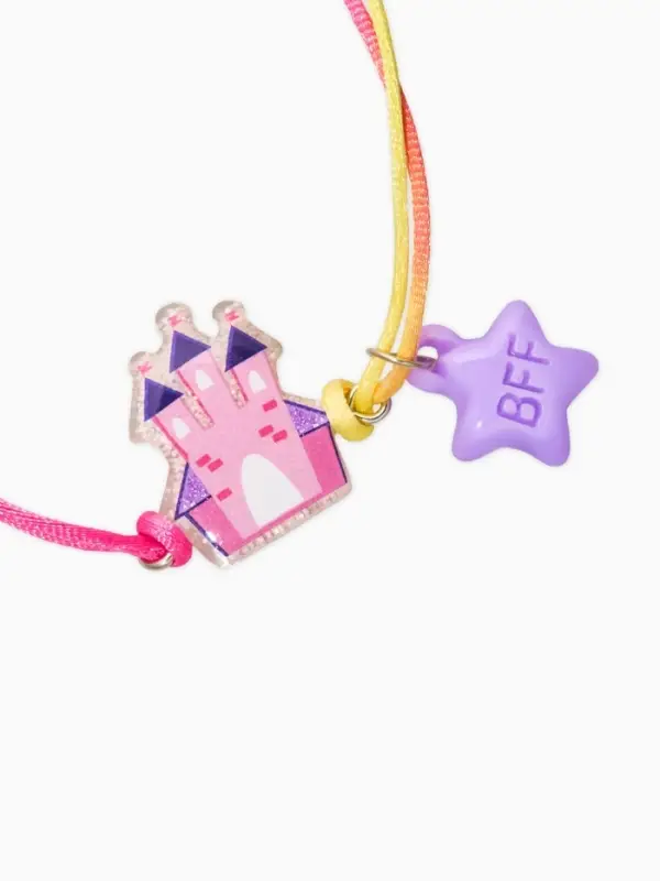 Браслеты детские парные "Выбражулька" неразлучники, замок, звезды, цвет фиолетовый