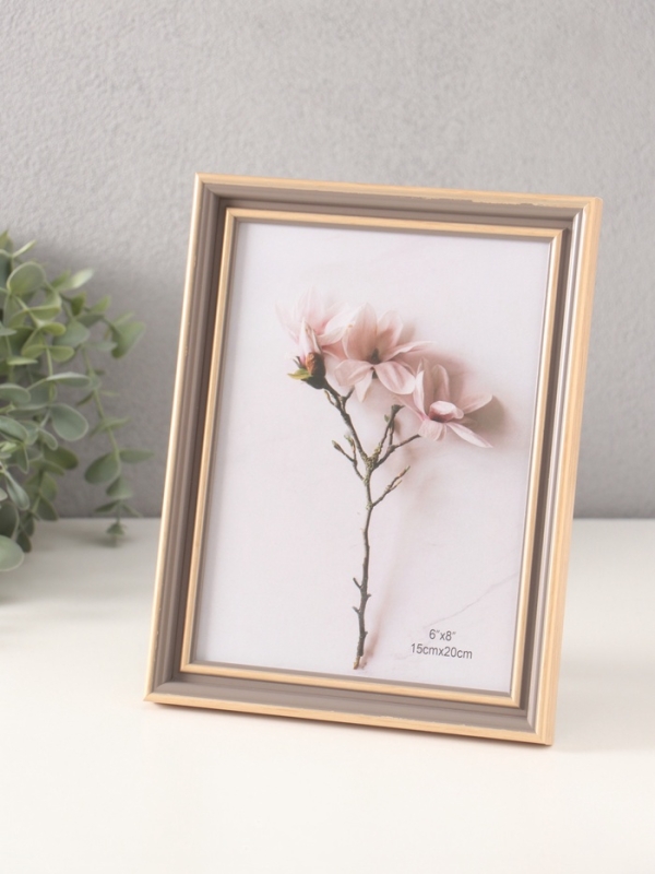 Фоторамка пластик 15х20 см "Классика" серая, беж 18х23 см