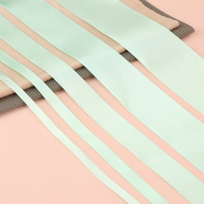 Набор атласных лент, 5 шт, размер лент: 6/10/20/40/50 мм × 23 ± 1 м, цвет нежно-бирюзовый Набор атласных лент, 5 шт, размер лент: 6/10/20/40/50 мм × 23 ± 1 м, цвет нежно-бирюзовый