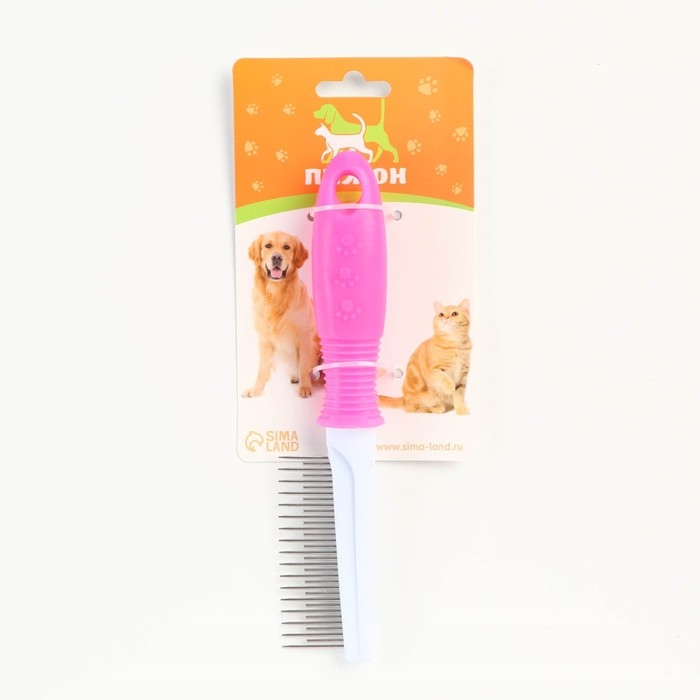 Расчёска  Расчёска "Комфорт" с заострёнными зубьями разной длины, нескользящая ручка, 21 х 4 см, розов.