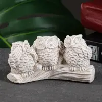 Фигурка гипс &laquo;Три совы на жердочке&raquo;, слоновая кость, 10&times;6&times;5 см