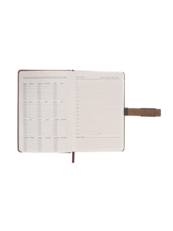 Ежедневник недатированный формат А5, с хлястиком, 112л, линия, пвх, Коричневый Ежедневник недатированный формат А5, с хлястиком, 112л, линия, пвх, Коричневый