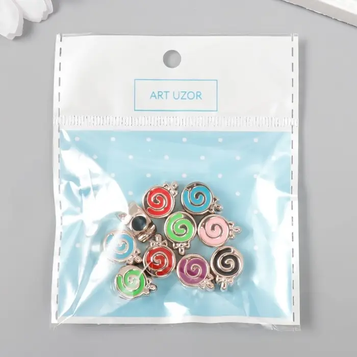 Бусины для творчества пластик Бусины для творчества пластик "Карамелька яркая серединка" МИКС набор 10 шт 1,4х1,1 см 781244