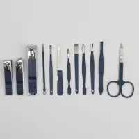 Набор маникюрный, 12 предметов, в футляре, синий