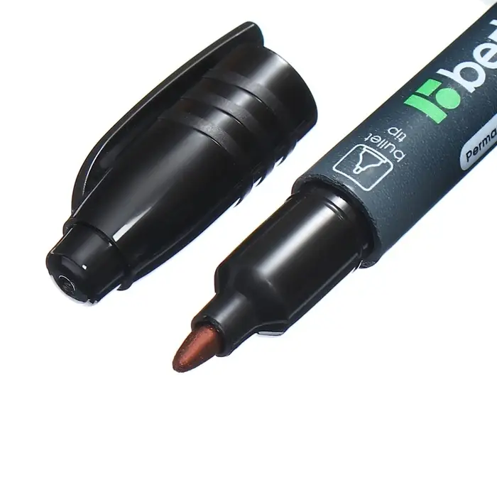 Маркер перманентный Berlingo, чёрный, двухсторонний, узел 1.0 мм/0.5 мм