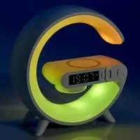 Портативная колонка - ночник G63, 15 Вт колонка, 15 W зарядка, 1800 мАч, подсветка, белая