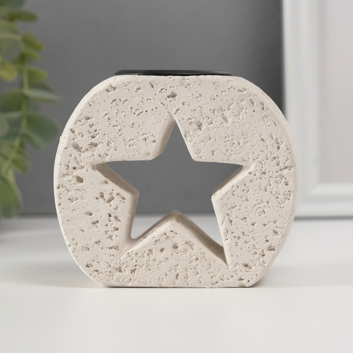 Подсвечник гипс, металл на 1 свечу Подсвечник гипс, металл на 1 свечу "Звезда в камне" d=3,8 см 5х9,6х8,5 см